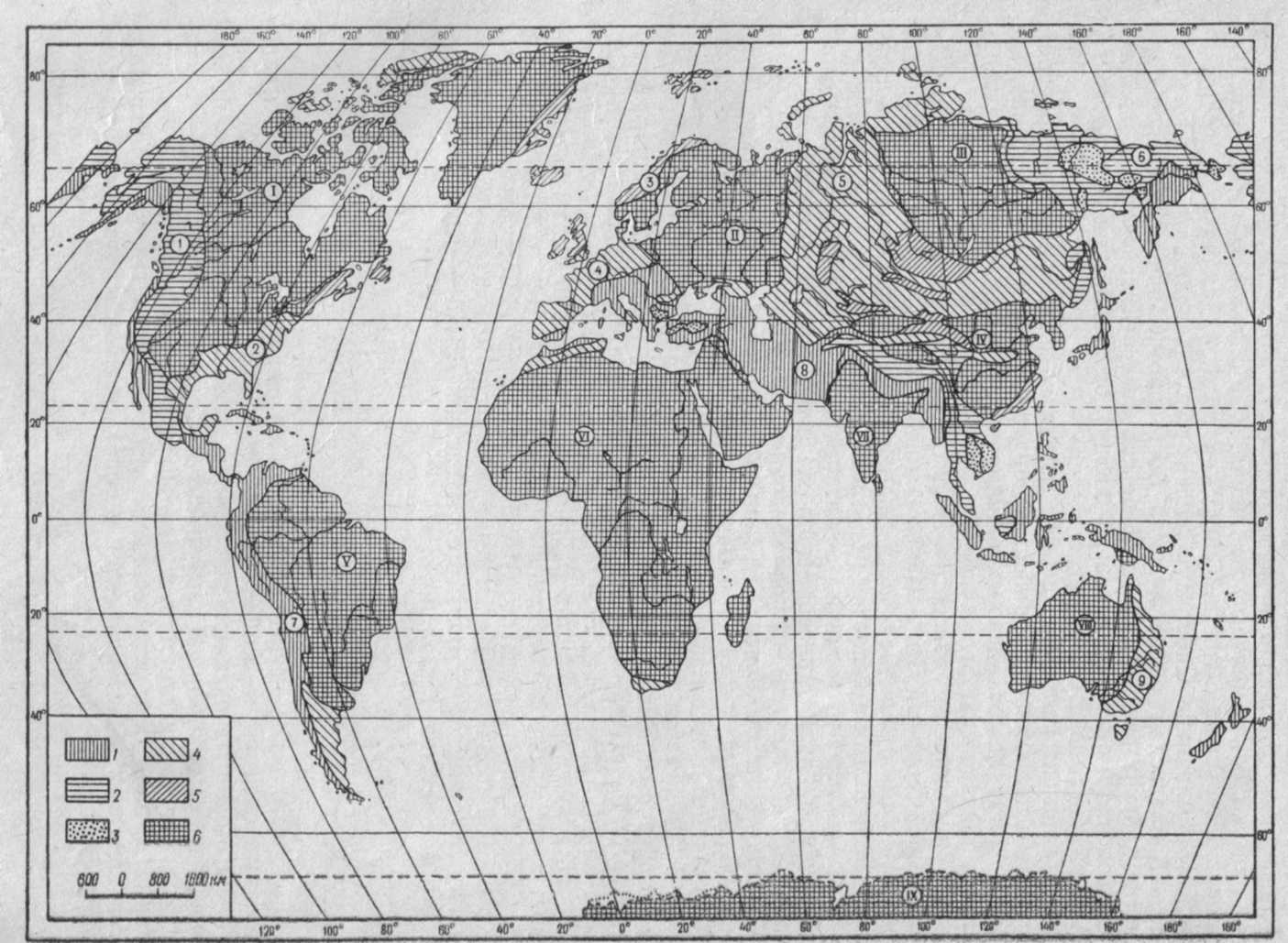 Схематическая карта тектонических структур земной коры